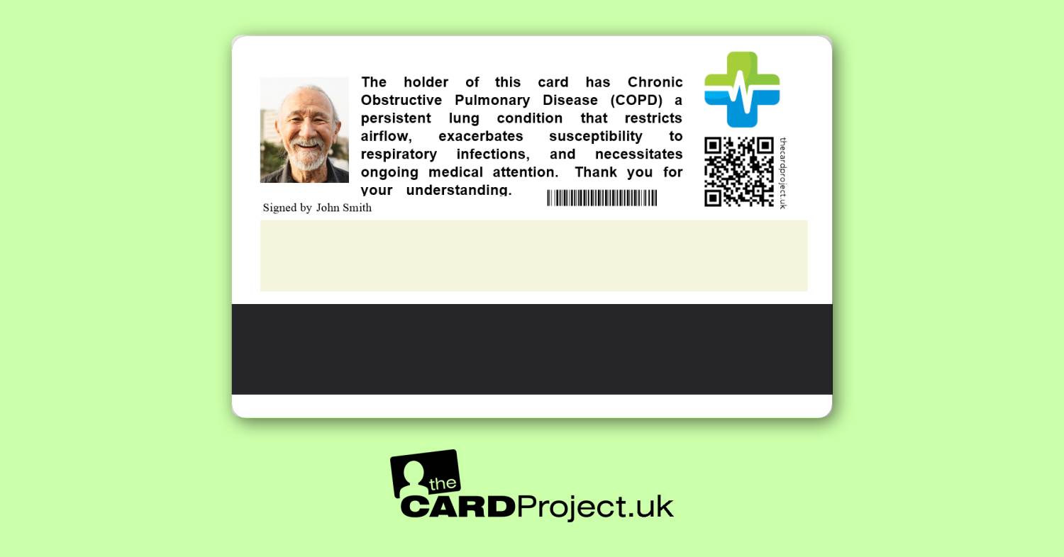 COPD (Chronic Obstructive Pulmonary Disease) Premium Medical Photo ID Card  (REAR)